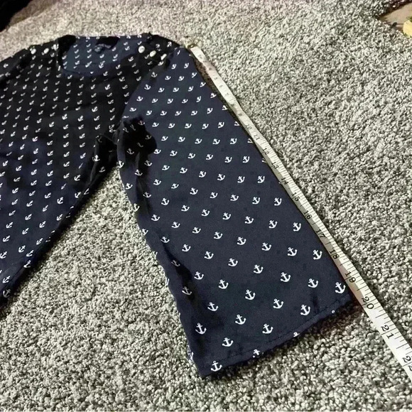 Cynthia Rowley M Anchor Print Blouse Button Shoulder Long Sleeve Top - Picture 6 of 10